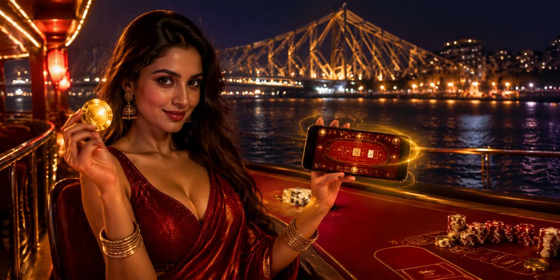 Kolkata Andar Bahar card game with red gold details