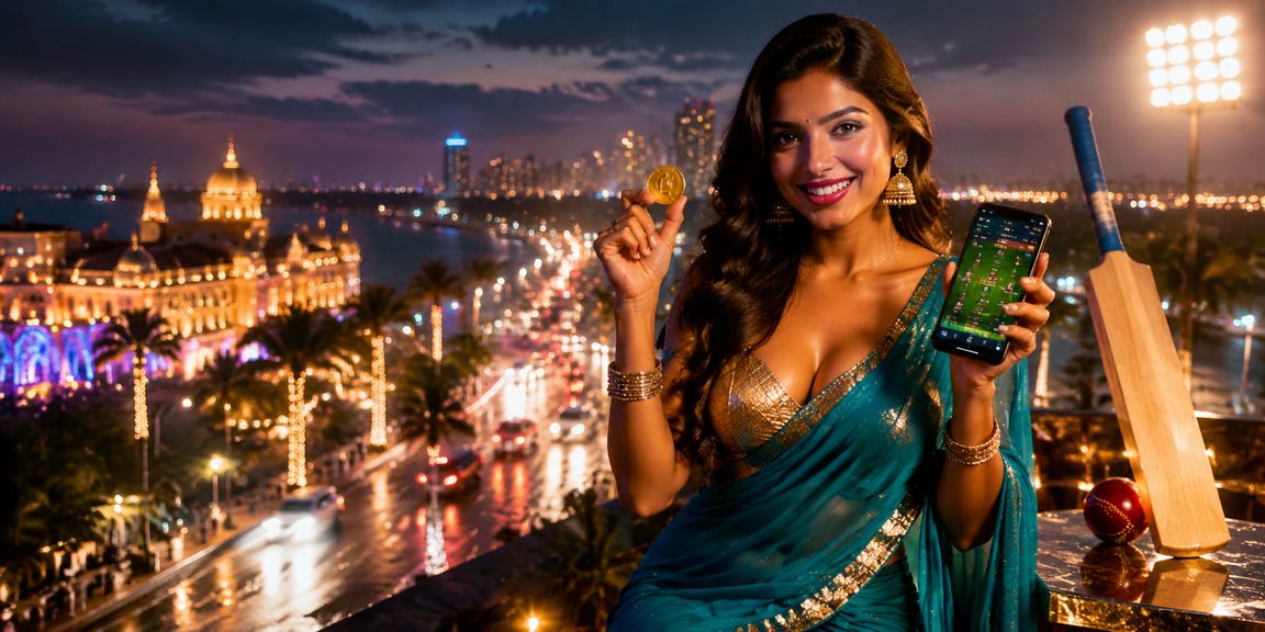 Indian cricket betting scene in Mumbai with vibrant Saree audience